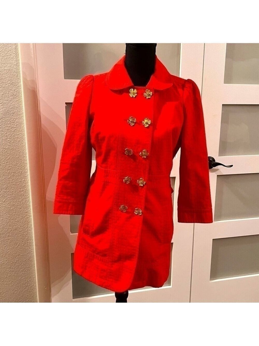 JUICY COUTURE red coat with gold buttons. Size S